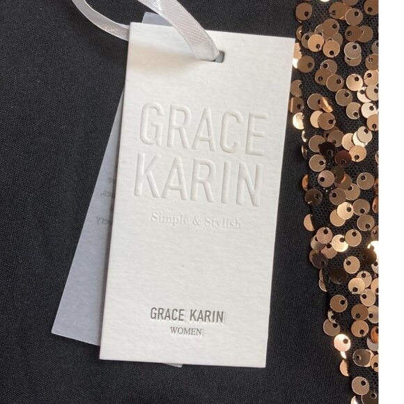 Grace Karin Black & Gold Sequin Cocktail Dress | Size S | NWT - Picture 4 of 8
